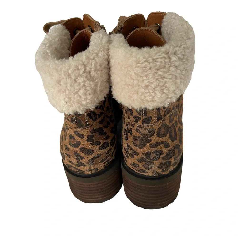 NWOT LUCKY BRAND Jacenia Brown Leopard Print Chunky Bootie Boots. Size 9…